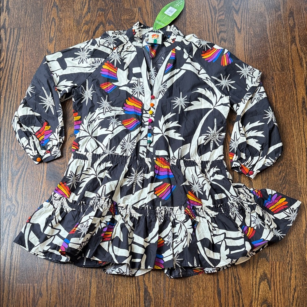 NWT  FARM RIO Toucans Wave Organic Cotton Mini Dress In Toucans Wave - Picture 15 of 16